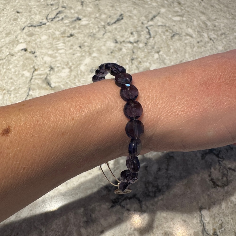 Alex and Ani Purple Faceted Bead Stretch Bracelet
